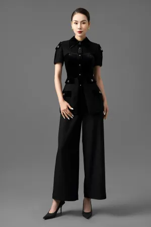 Adriana A-line Short Sleeved Gabardine Ankle Length Set
