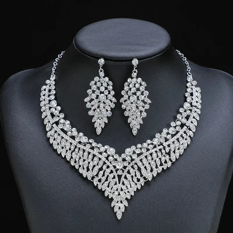 Affordable Elegance Luxury Crystal Rhinestone Necklace and Earrings - Bridal Accessories - Quinceanera Fashion Jewel