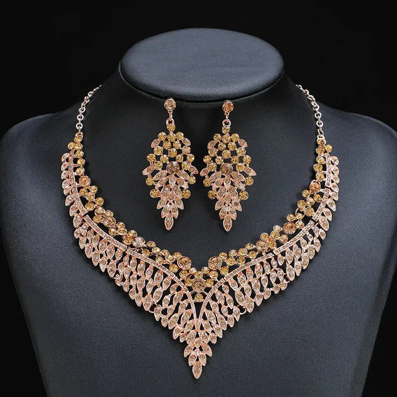 Affordable Elegance Luxury Crystal Rhinestone Necklace and Earrings - Bridal Accessories - Quinceanera Fashion Jewel