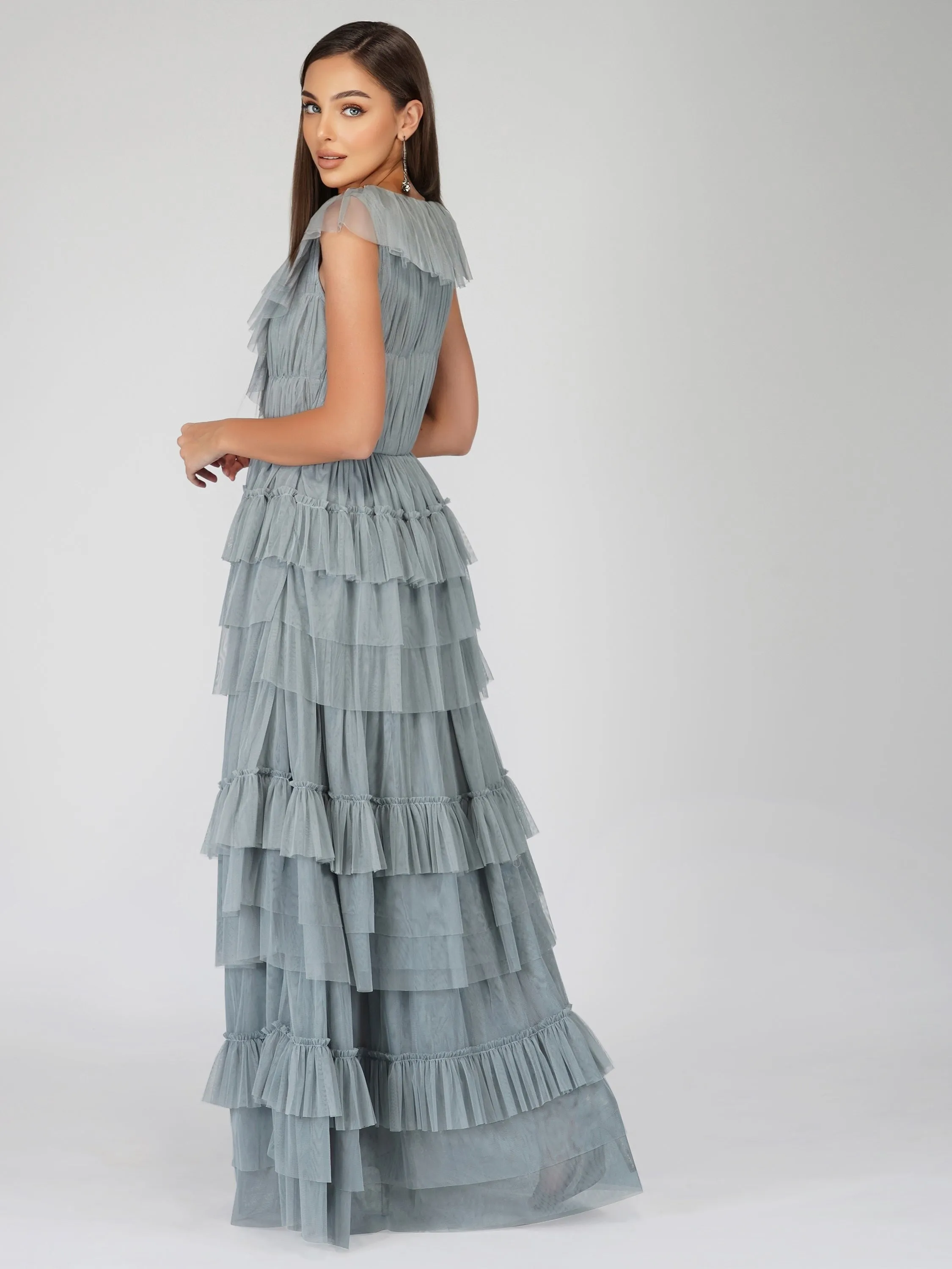 Alexandra Blue Tulle Maxi Dress