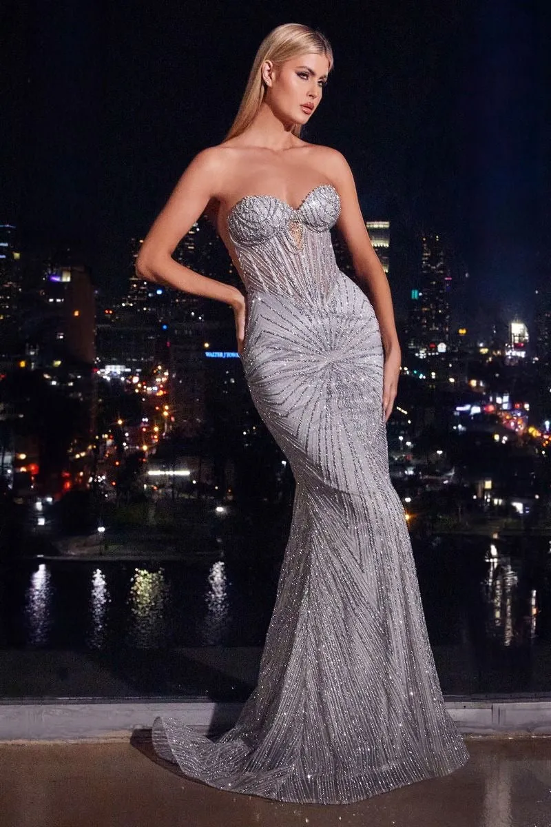 Alina Embellished Maxi Gown (Silver)