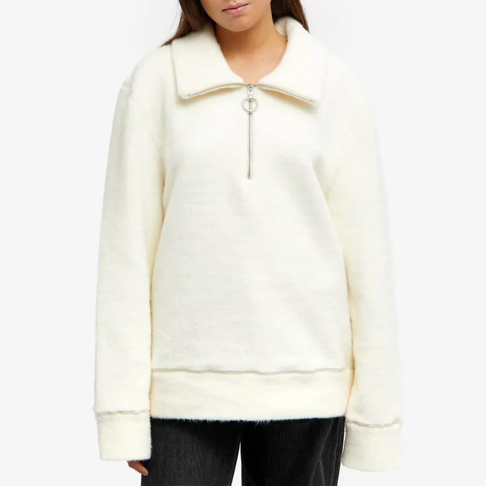 AMI Paris polo top with zip, ivory