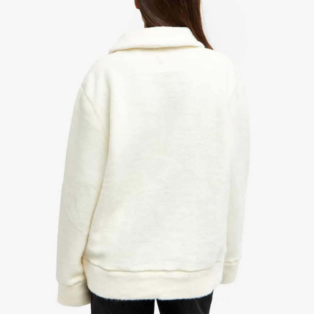 AMI Paris polo top with zip, ivory