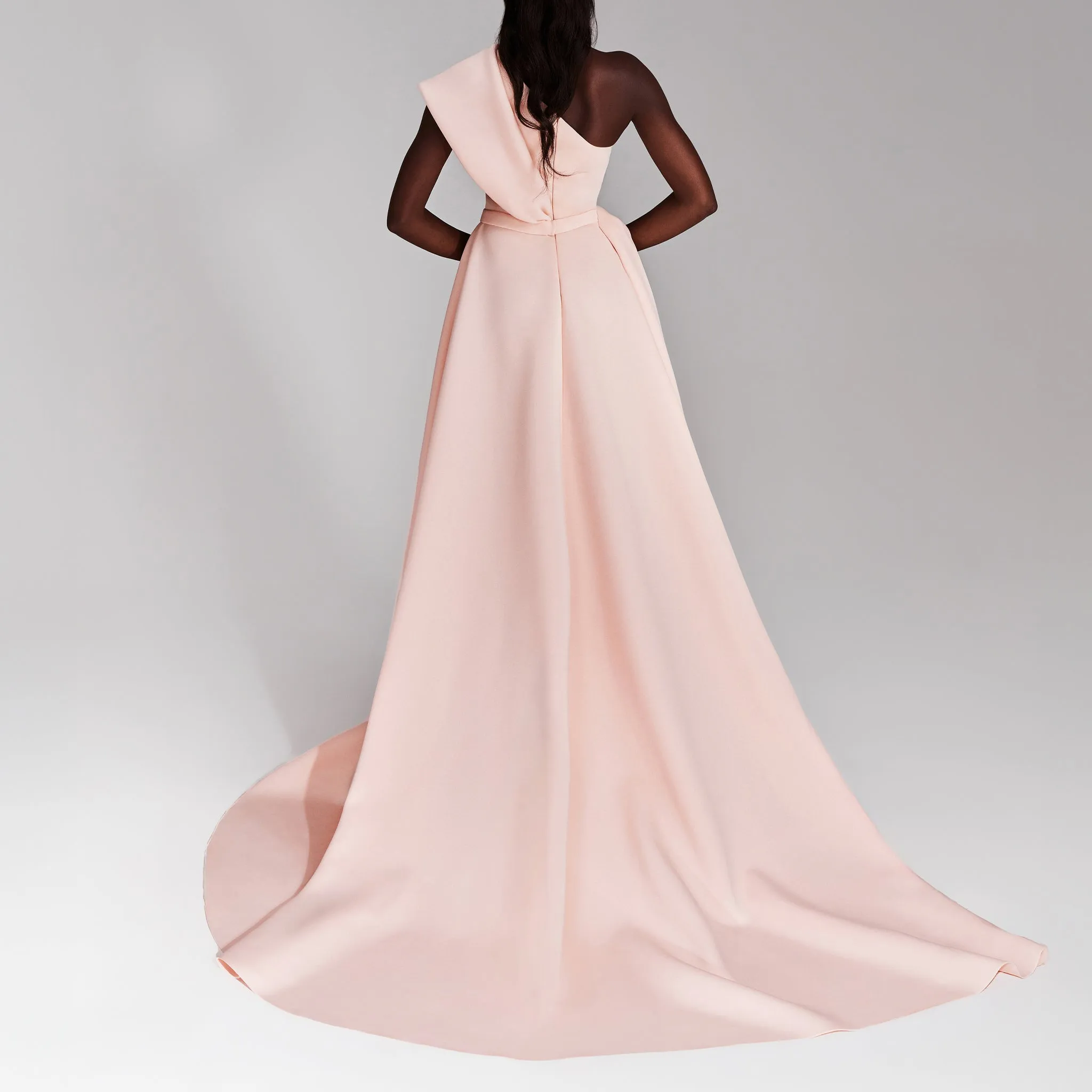 Asymmetrical Peach One-Shoulder Scuba Dress