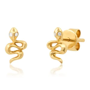 BABY SNAKE DIAMOND STUDS, 14kt GOLD