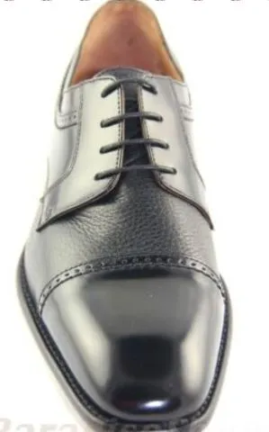 Bettaccini Men's Cup Toe Black Leather Hand Made Dress Shoes Made In Italy 29949