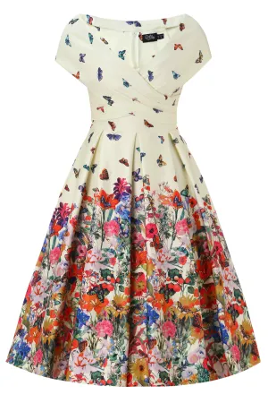 Beverly Butterfly Garden Off Shoulder Dress