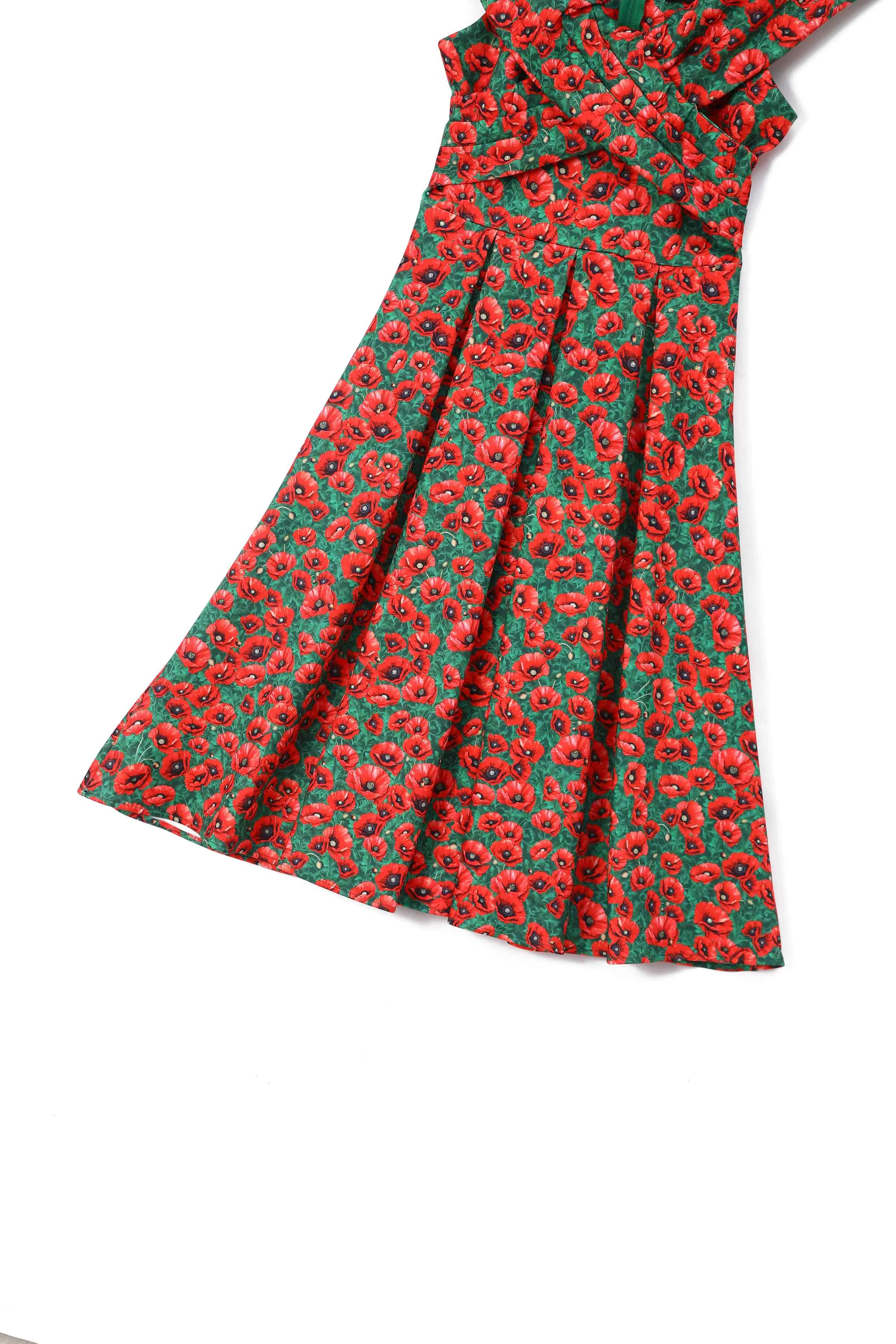 Beverly Red Poppy Garden Off Shoulder Dress