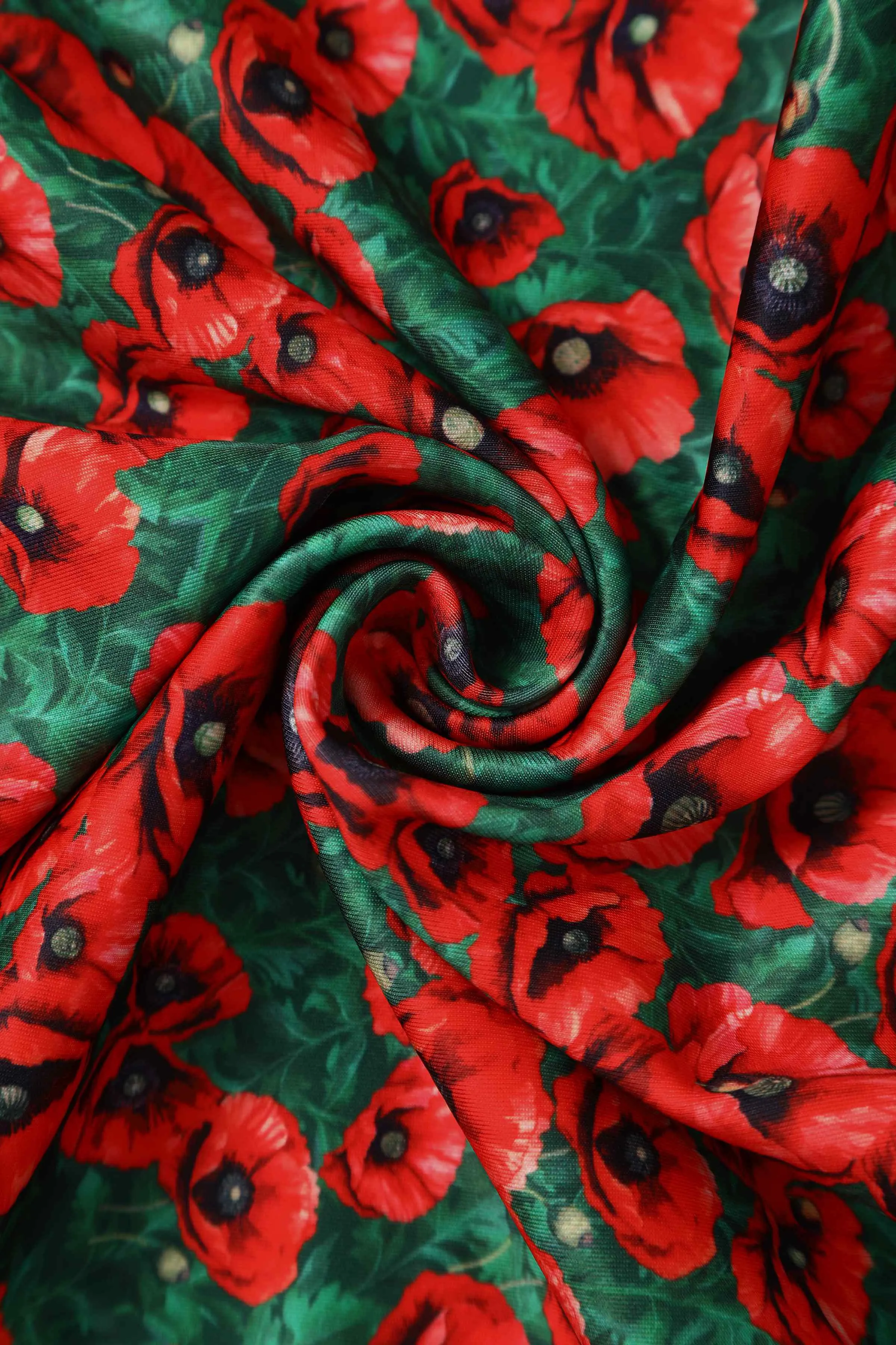 Beverly Red Poppy Garden Off Shoulder Dress