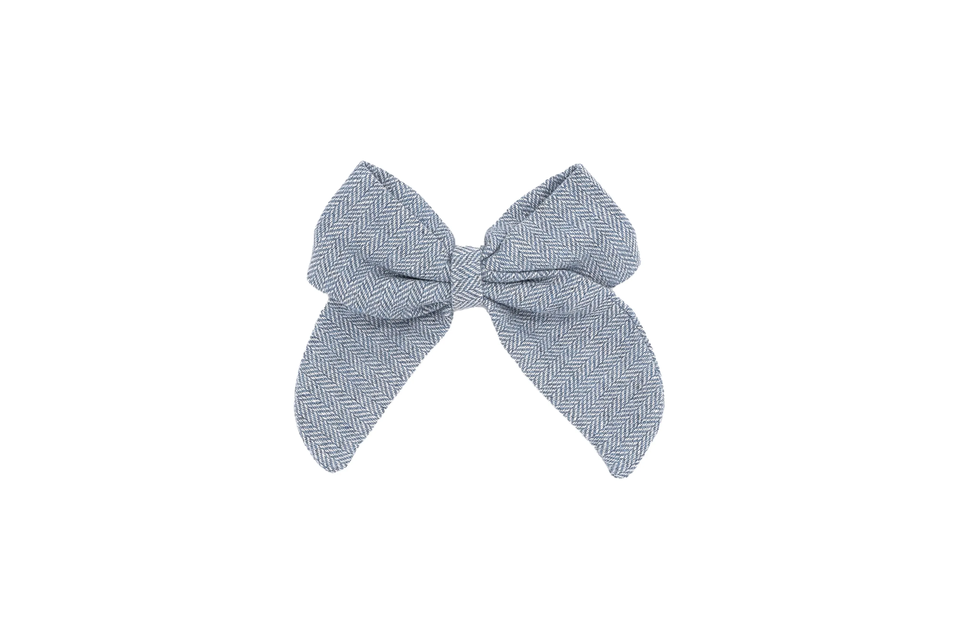 Big Back Bow - Light Blue Herringbone