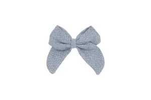 Big Back Bow - Light Blue Herringbone