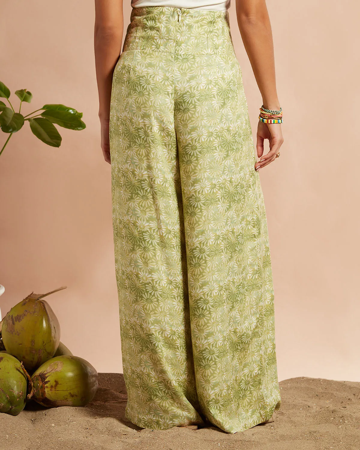 Botanic Printed Wide-Legged Pants