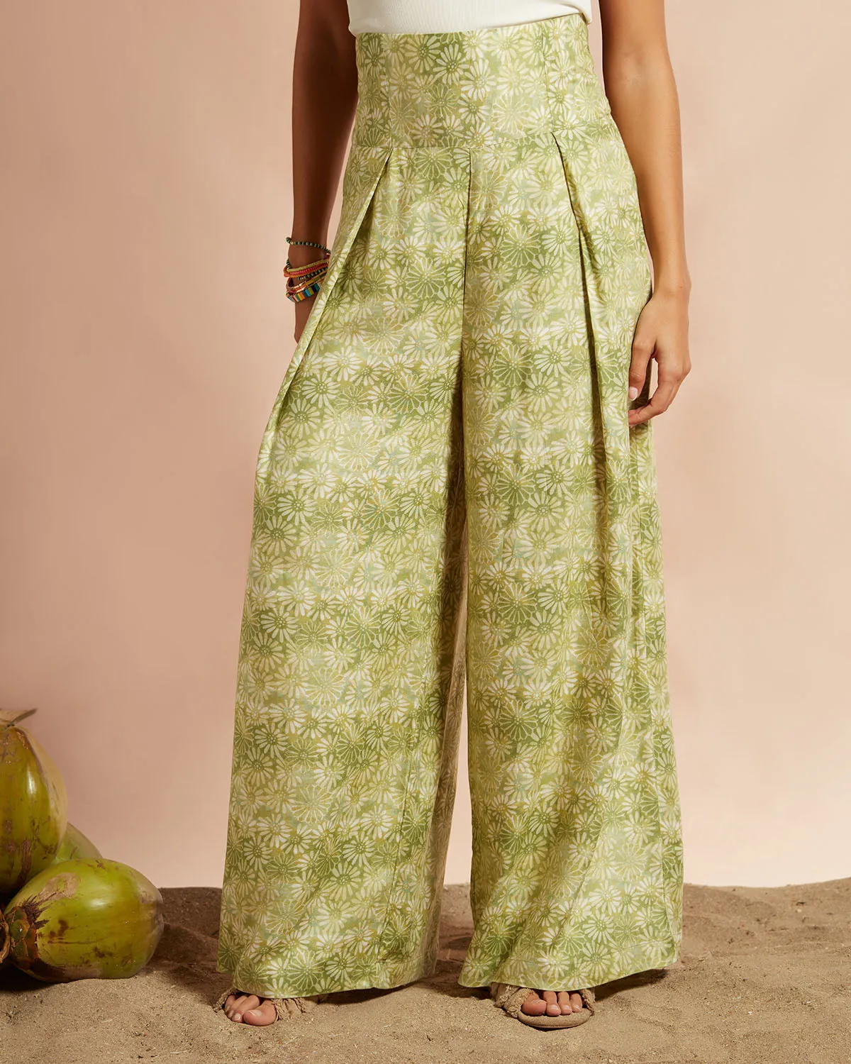 Botanic Printed Wide-Legged Pants
