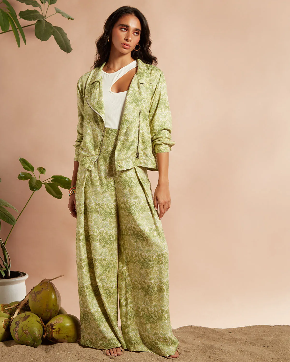 Botanic Printed Zipper Jacket