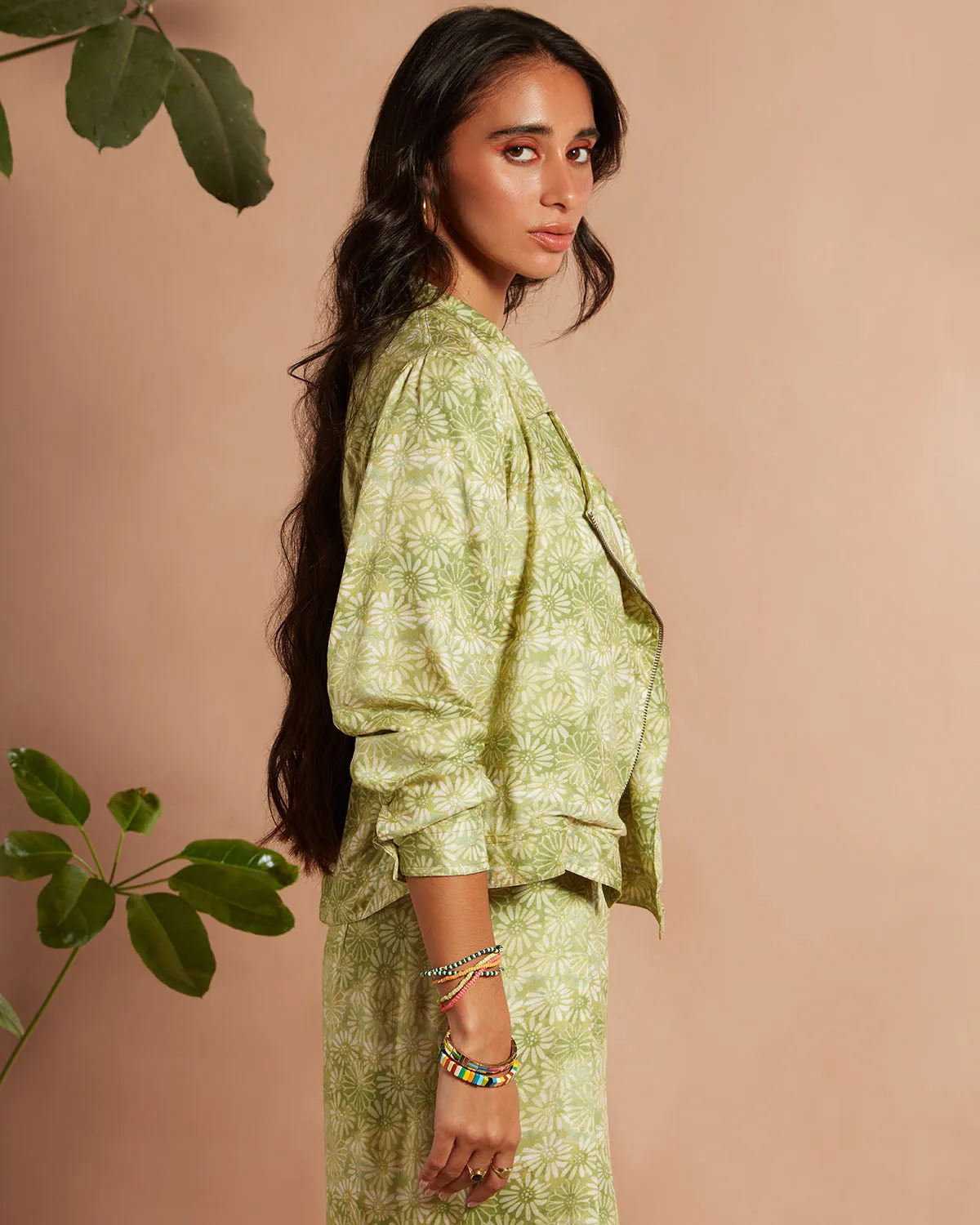 Botanic Printed Zipper Jacket