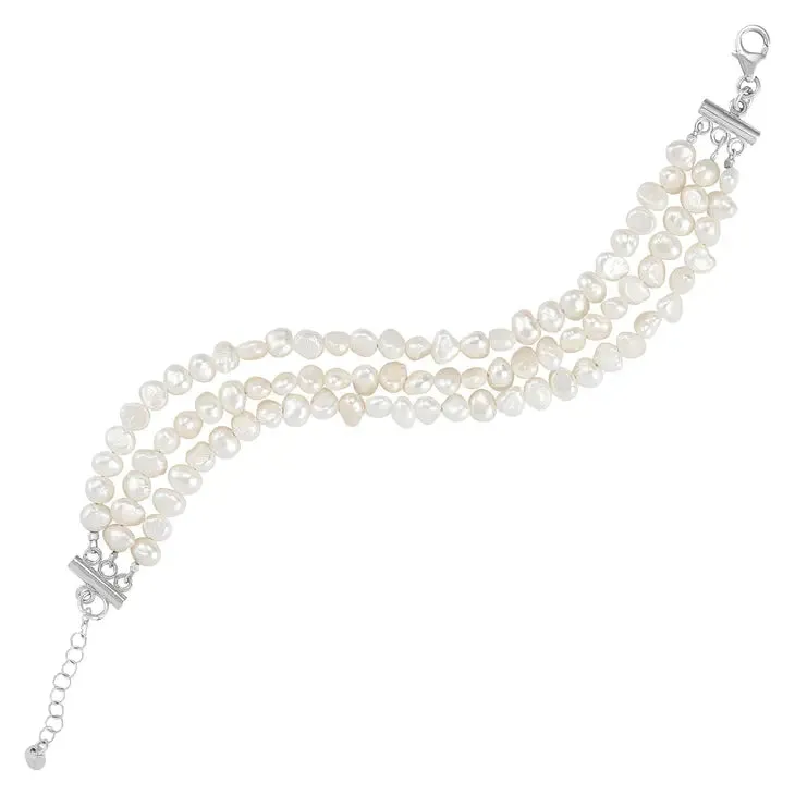 Bright and Radiant, Freshwater Pearl & Silver Bracelet - Clearance