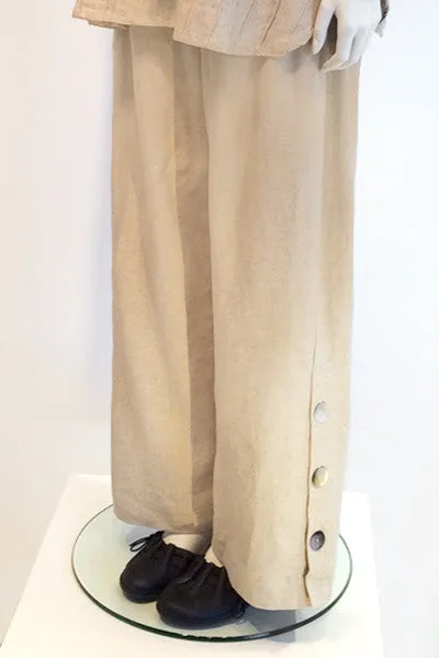 Button Palazzo Pant in Natural Roma