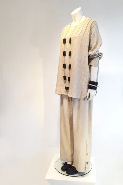 Button Palazzo Pant in Natural Roma