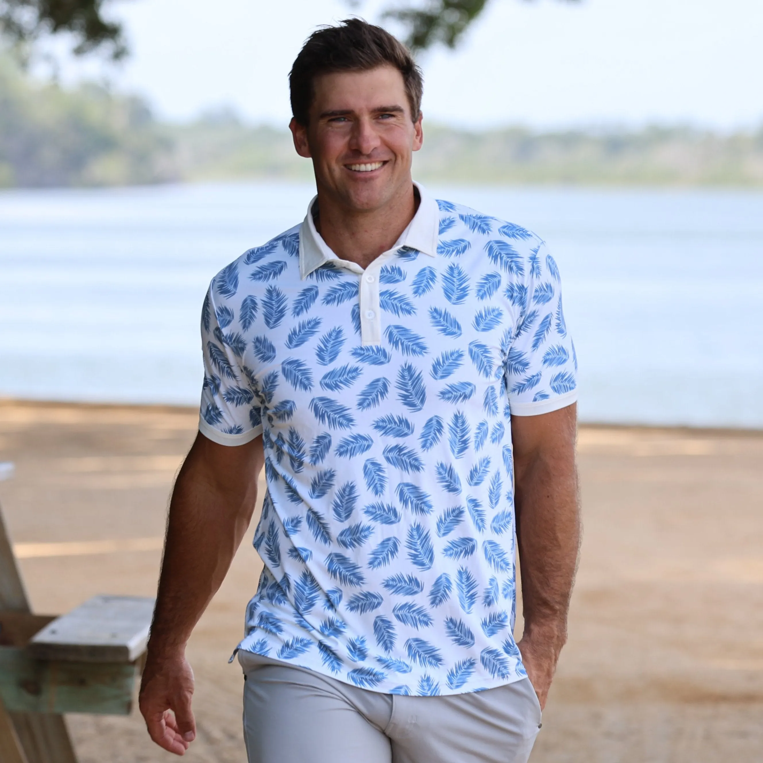 Canal Polo - Creme/Laguna Blue