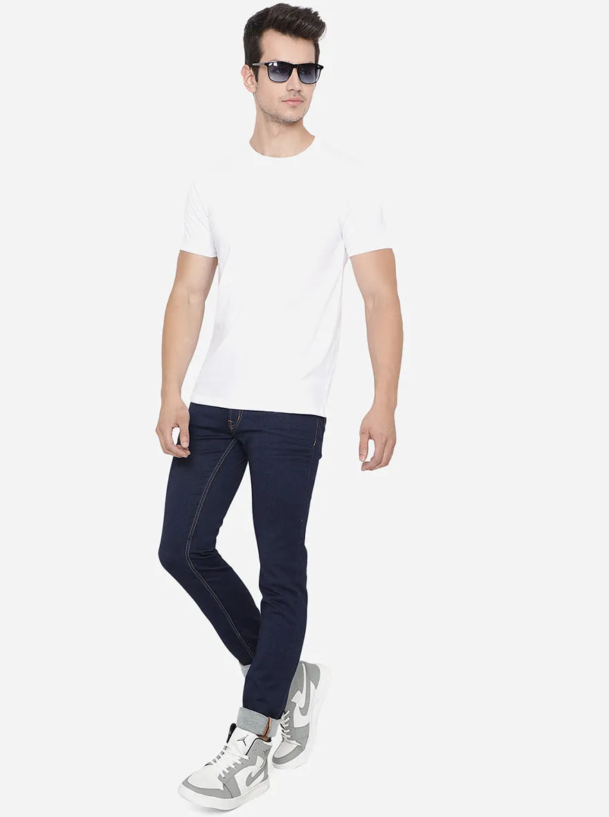 Dark Indigo Blue Washed Narrow Fit Jeans | Greenfibre
