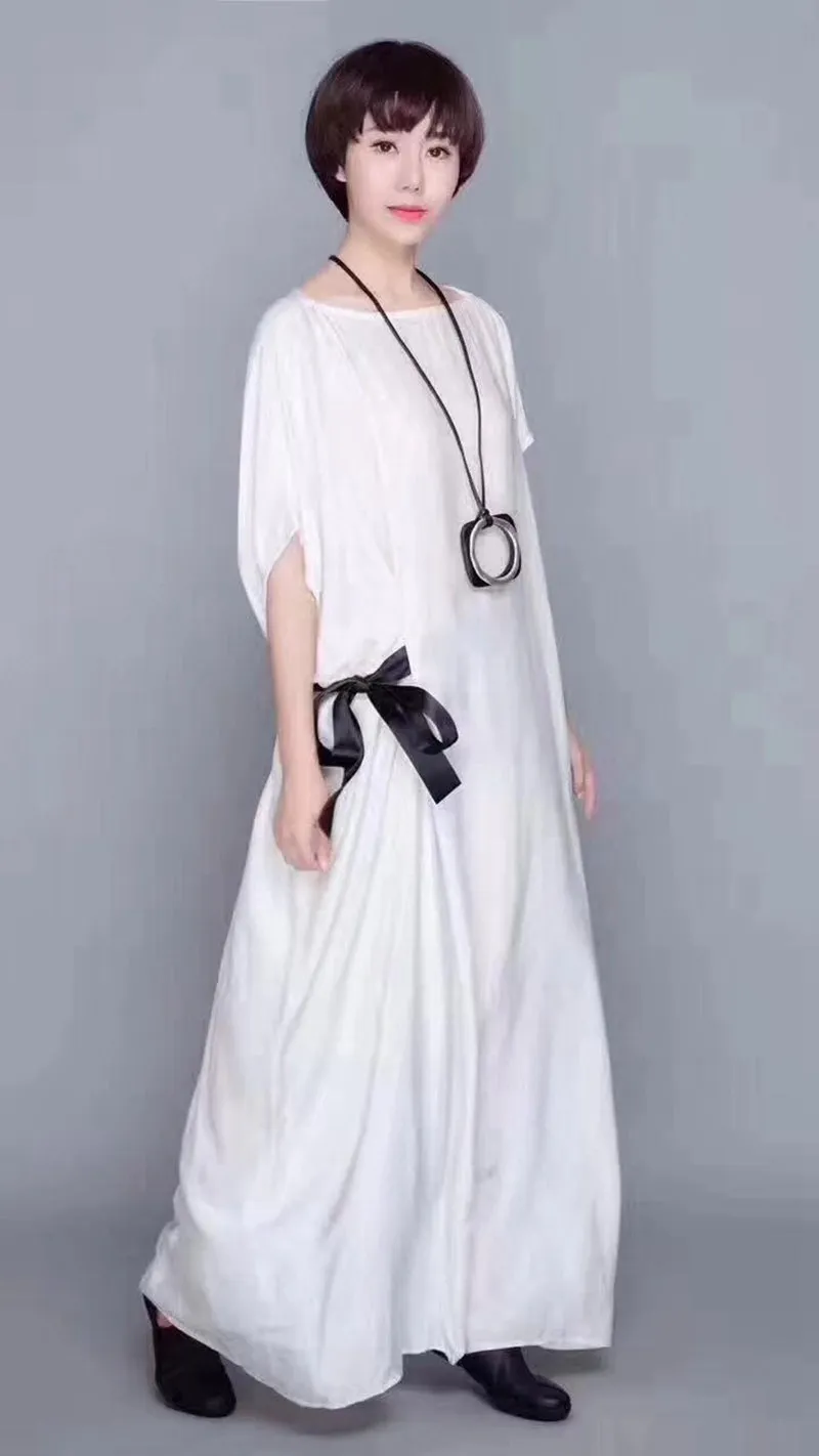 Elegance White Casual Loose Fitting Maxi Dresses For Women