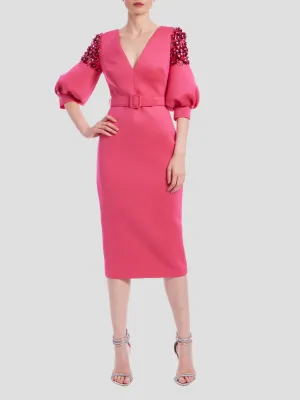 Embellished Sleeve Dress in Rose