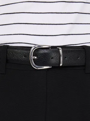Faux Leather Belt With Silver Buckle