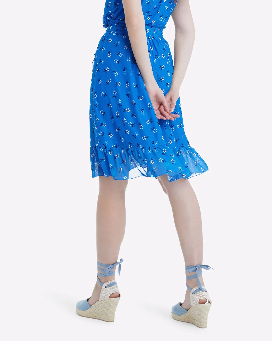Faux Wrap Ruffled Skirt in Daisy