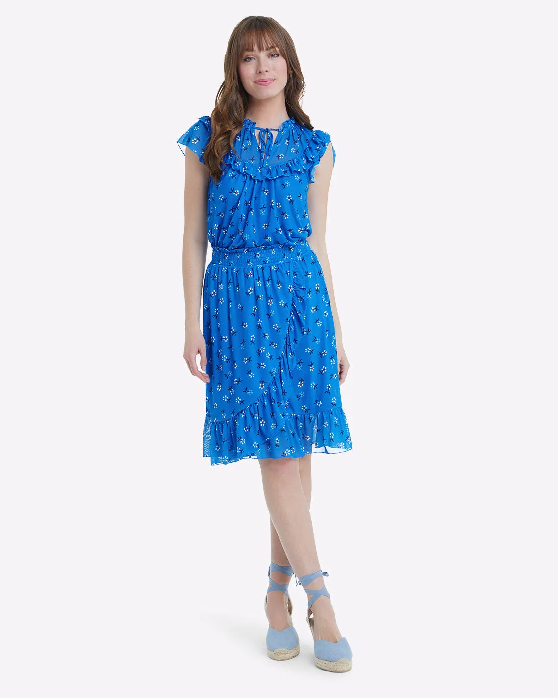 Faux Wrap Ruffled Skirt in Daisy
