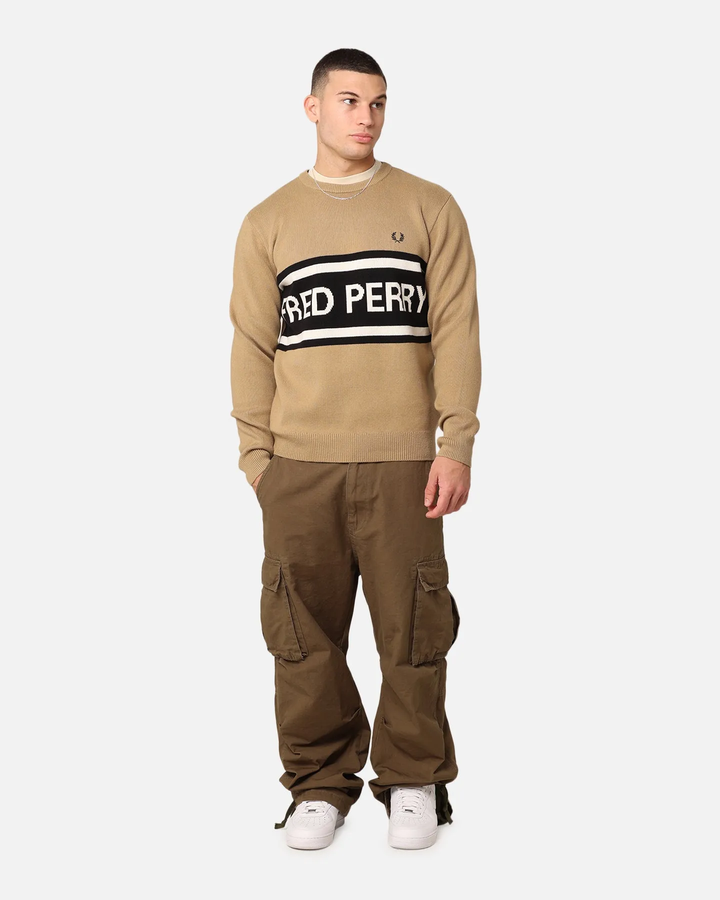 Fred Perry Graphic Sweater Warm Stone