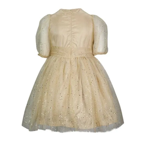 GIRLS SHINY TULLE BALL DRESS - GOLD