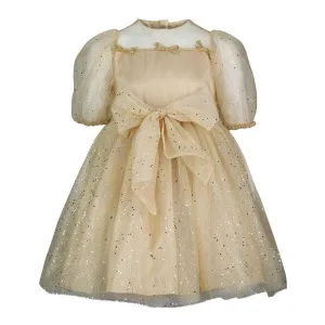 GIRLS SHINY TULLE BALL DRESS - GOLD