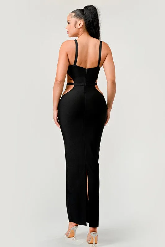 Gold Hearts Cut Out Bandage Dress