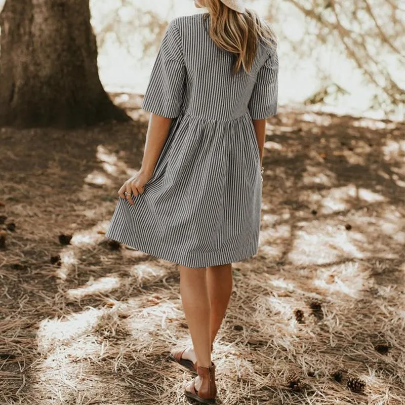 Graceful Striped Midi Dress