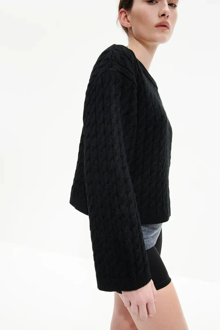 H&M cable knit sweater, black