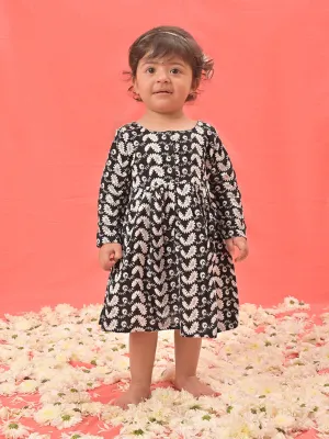 Jashvi Girl's Black Chikankari Cotton Kurta