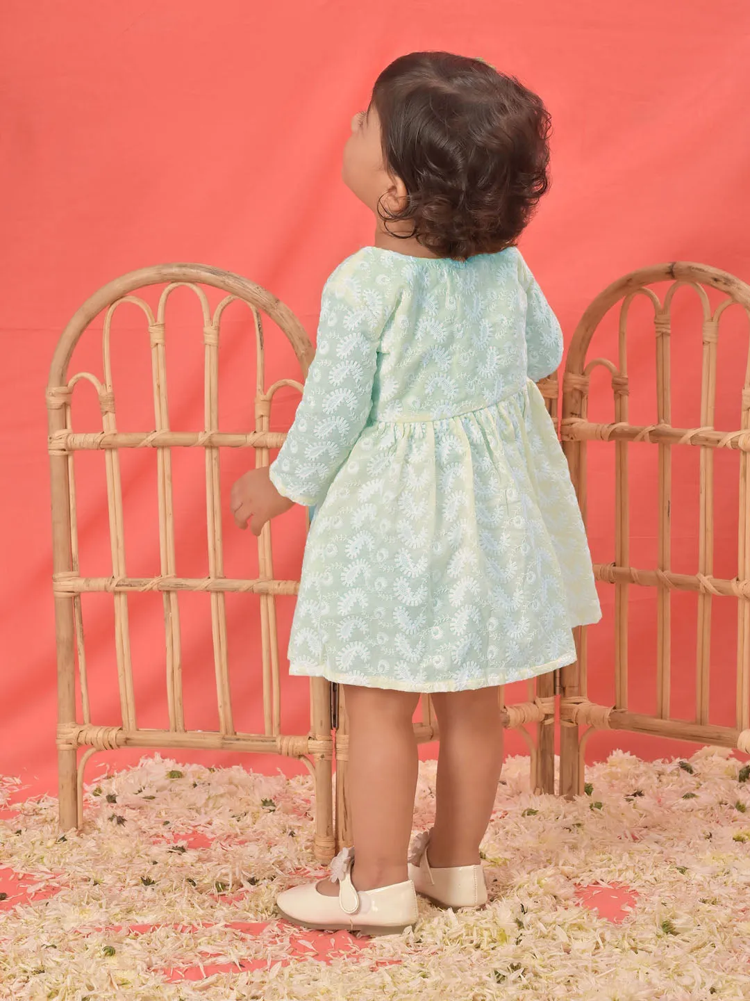 Jashvi SISHU Girl's Yellow Chikankari Cotton Kurta