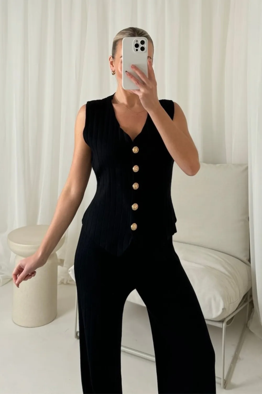 Keeley black waistcoat knit co ord