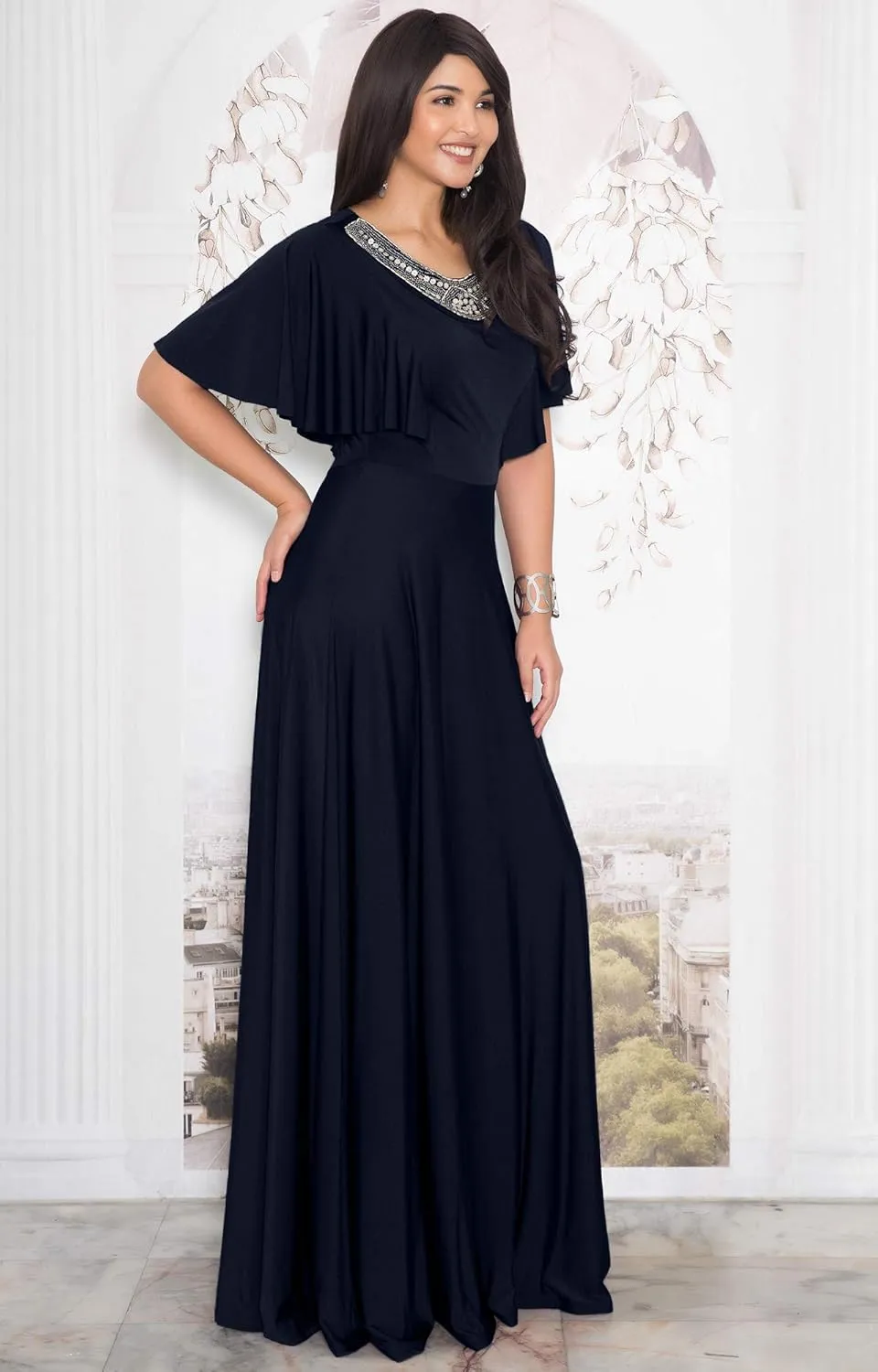 KOH KOH Womens Long Bridesmaid Wedding Guest Evening Cocktail Maxi Dress Gown