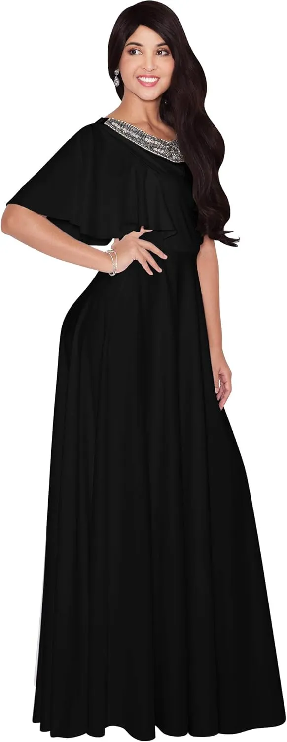 KOH KOH Womens Long Bridesmaid Wedding Guest Evening Cocktail Maxi Dress Gown