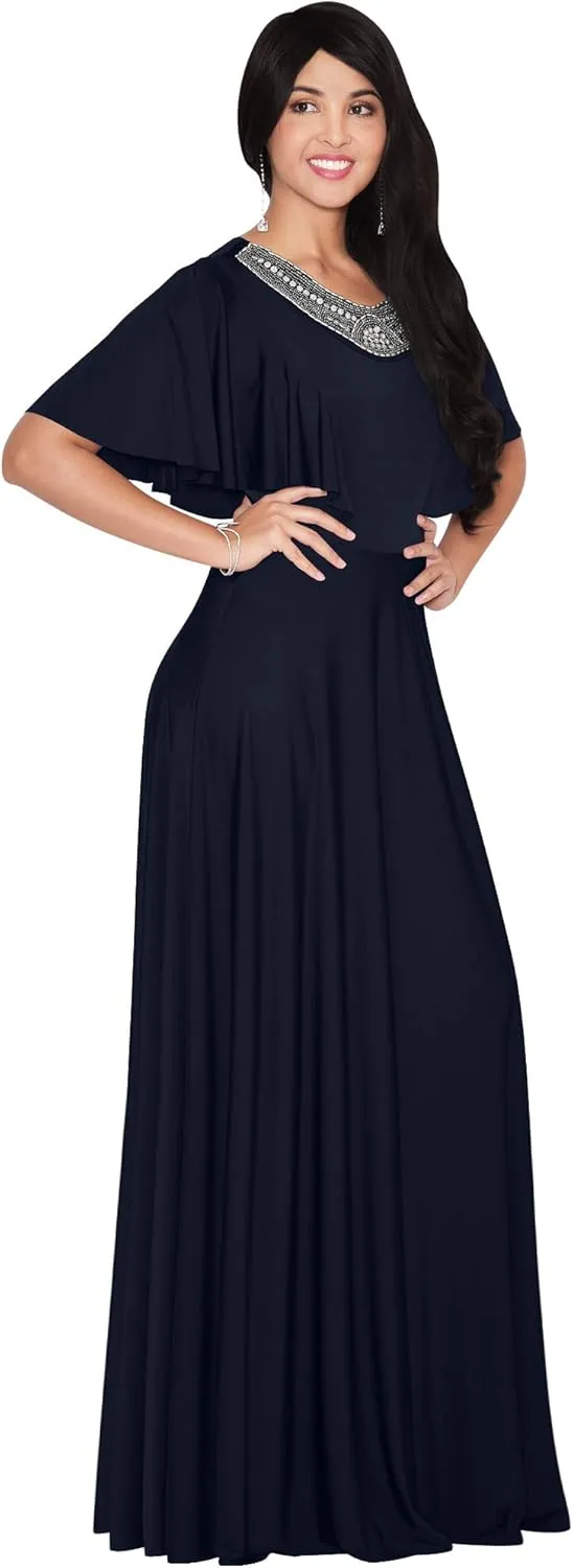 KOH KOH Womens Long Bridesmaid Wedding Guest Evening Cocktail Maxi Dress Gown