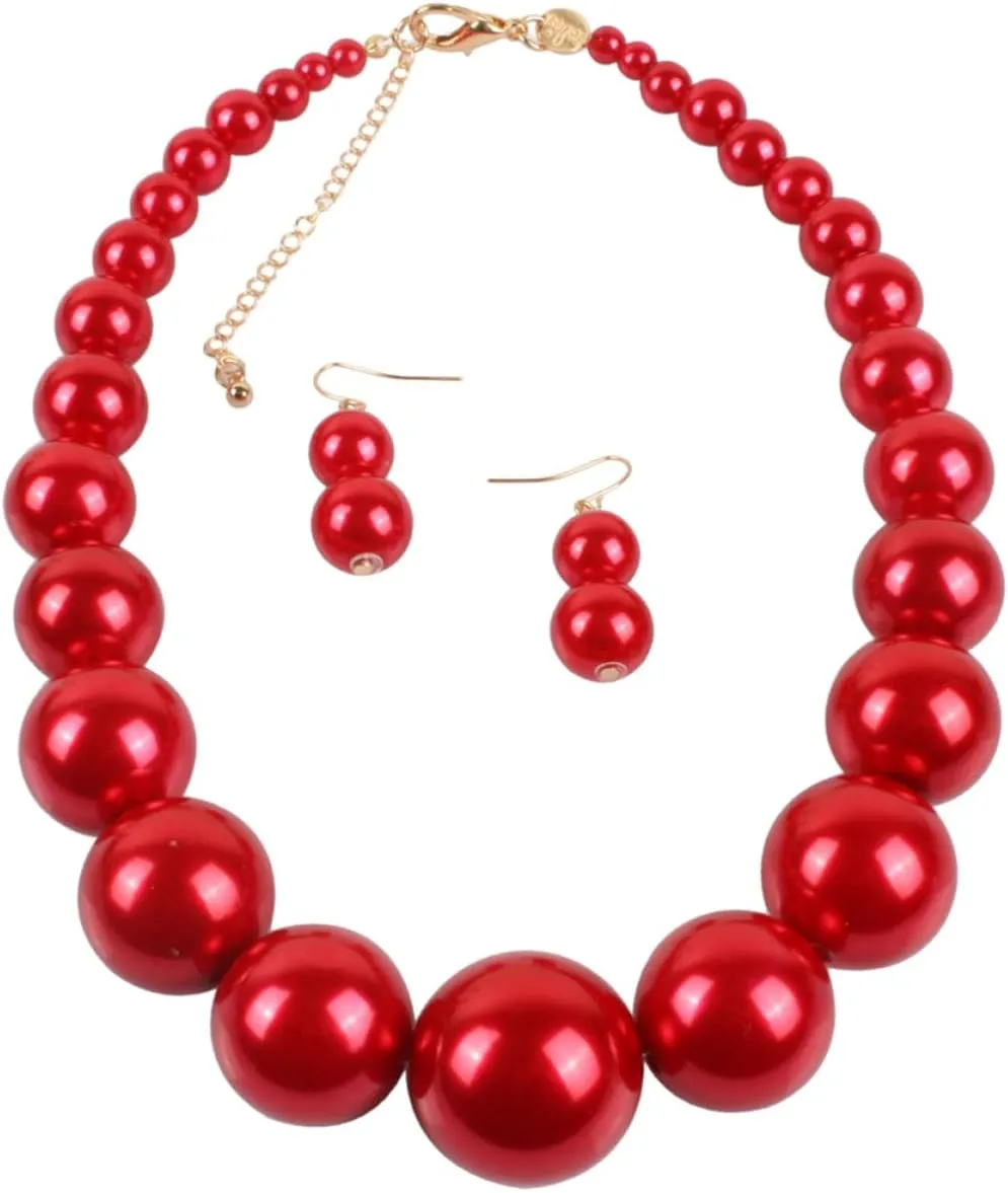 LIFKOME Imitation Pearl Necklace Earrings Set Exaggerated Clavicle Chain Fashionable Jewelry for Women Perfect Present for Party Wedding Special Events