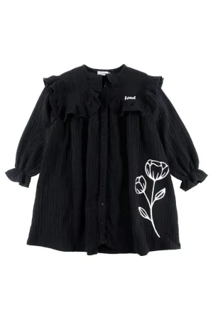 Loud Apparel ELEGANCE Big Collar Dress Black