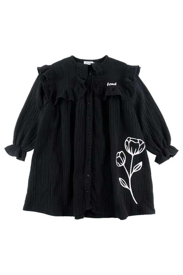 Loud Apparel ELEGANCE Big Collar Dress Black