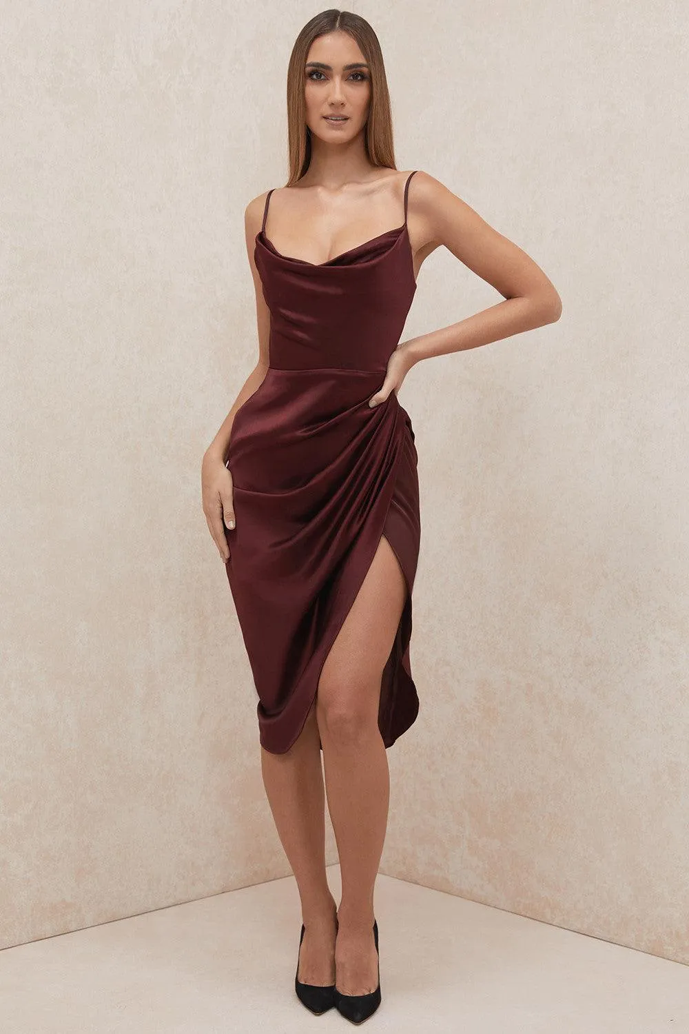 Luxora Women's Satin Corset Maxi Gown