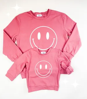 Mauve Smiley Mommy and me Matching Crewneck Sweaters