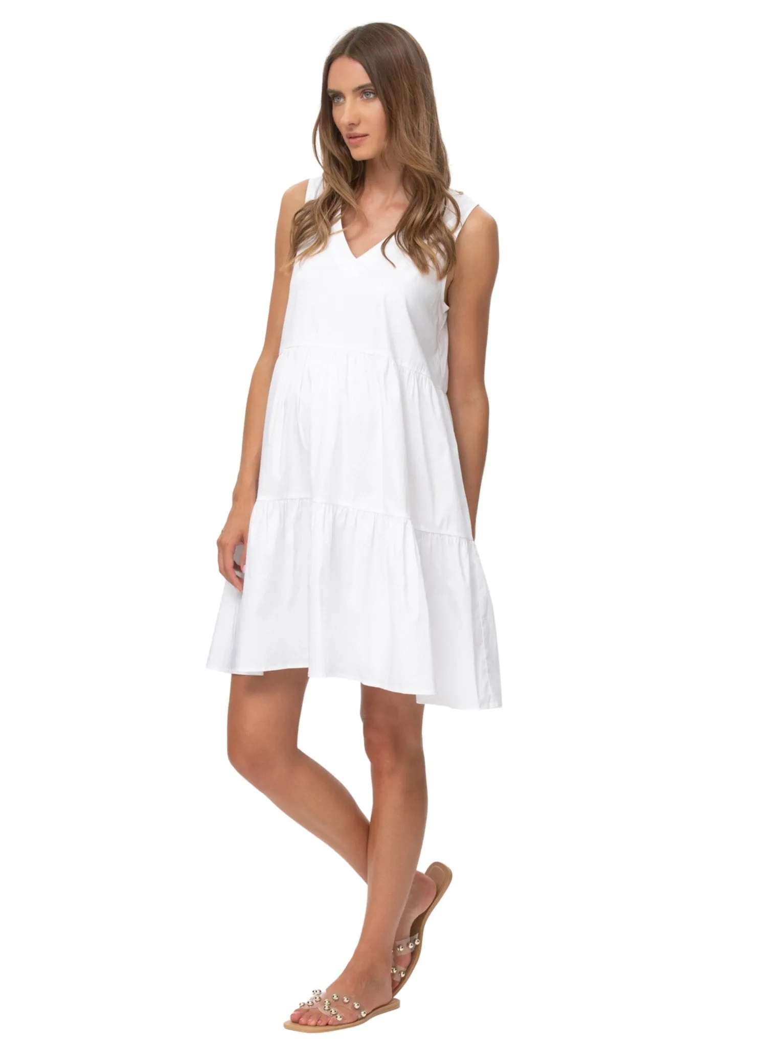 Melody Maternity Dress - Optical White