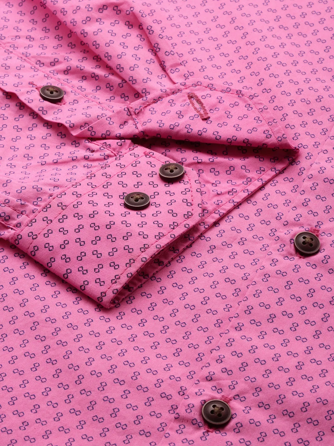 Men Pink Comfort Micro Ditsy Printed Cotton Casual Shirt