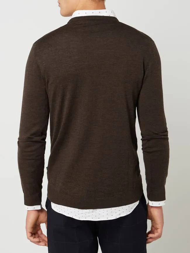 Merino wool sweater model "Margrate" Matinique, dark brown