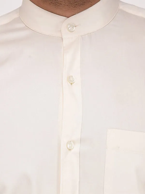 Metal Cream Slim Fit Evening Wear Shirt